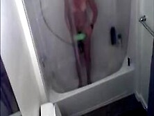 Short-Haired Girl Is Recorded While Showering
