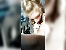 Blonde College Girl With Braids Sucks Cock In The Car