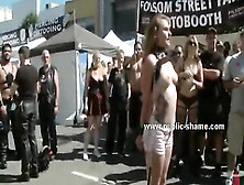 Group Of Sluts Undressed In Public On The Streets And Spanked An