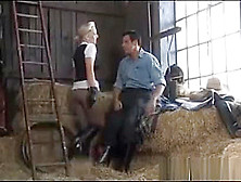 Posh Blonde Slut Rides Hunky Stable Boys Big Cock Till Cumshot On Ass