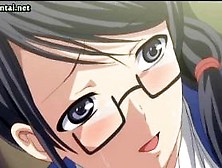 Anime With Glasses Shows Her Cunt