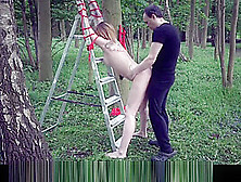 Young Slave Get Tied Up And Fucked In The Garden