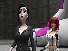 Animated Redhead And Brunette Are Searching For Sex In Space