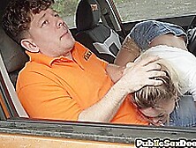 Driving Amateur Babe Fucked By Instructor Outdoor In Car