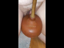 Thick Ftm Trans Stud Rear-End Fucking,  Swallowing,  Humping Toilet Plunger - Anal Insertion By Sleazy Lady Pig