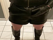 Sissy Laura Cumshot In Leather Shorts And Boots