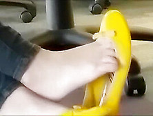 Hot Shoeplay In Yellow Flats In Computer Lab