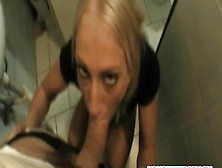 Amateur Blondie Blows And Fucks Horny Stranger In A Public Toilet