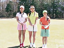 Three Asian Babes Play A Game Of Golf Strip