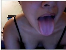 Hot Girl Shows Feet,  Boobs,  Tongue And Masturbates On Chatroulette
