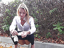 Blonde Babe Angel Fucked In A Car After Peeing On The Street