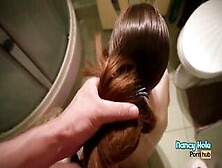 Masturbate With Hair,  Sucks Penis And Ends On Hair.  Delicious Hair Mask