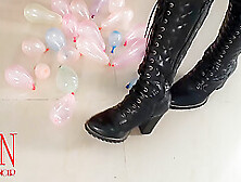 Small Balloons Pop With High Heels Boots
