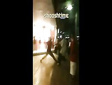 Dude Puts Guy Through Store Glass Window