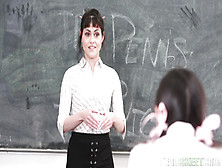 Teacher Audrey Noir & Pigtailed Schoolgirl Rose Darling Dyke Out