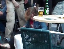 Drunk Girl W/o Pants At Beer Garden