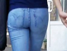 Round Ass In Light Blue Jeans