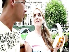 Tourist Pussy With Mouth Gets Picked Up And Fucked! Deep After Banana