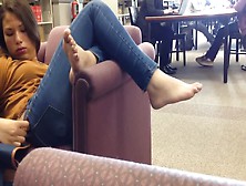 Lucky Voyeur Gets To Film A Sexy Babe's Delicious Feet At The Library