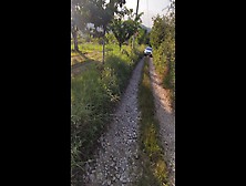 Almost Caught !!! Daring Lover Pees On Public Nature Trail # Just Moment Before Got Caught