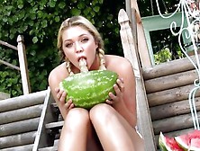 Jessie Andrews Suck The Dildo Inside The Watermelon