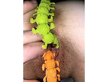 Doggystyle With Perfect Ass Tied To Bed,  Gaped Pussy Stuffed With Stretchy Alien Toys