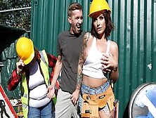 Busty Construction Worker Gets Analized By Her Colleague