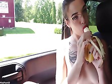 Brunette Stuffs Her Cunt With Banana