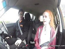 Pale Driving College Girl Bangs Gigantic Cock