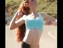 Redhead Jogger Stops To Play With Great Tits And Cum On