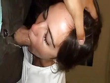 Babe Is Filmed In A Close-Up While Sucking His Hard Cock