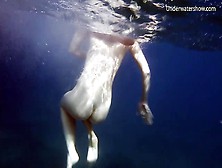 Babe Swimming Gracefully Naked Underwater