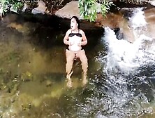 Penelope Olsen: Exhibitionism And Masturbation Outdoor Into The Outdoor River During A Walk (100% Real Amateur)