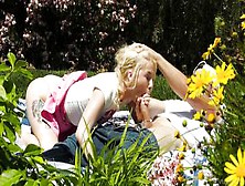 Hot Sex On A Blooming Lawn
