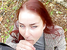 Blowjob In The Park From A Red-Haired Girl In A Coat - Kleo Model
