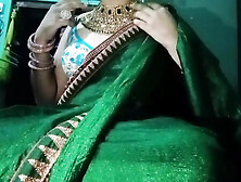 Indian Gay Crossdresser Gaurisissy Pressing His Boobs So Hard And Enjoying In Green Saree