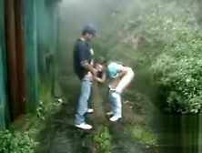 Couple Fucks Outdoors On A Stormy Day