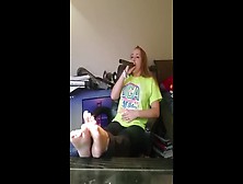 Fine Blonde Chick Burps With Feet Up :p