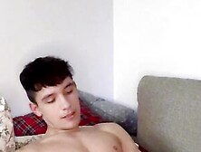 Cute Twink Playing With A Bulge And Jerks Off His Big Cock And Cums