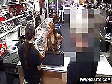 Hot Brunette Tries To Sell A Gun To The Pawn Shop
