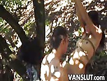 Slut Tied Up And Fucked In The Woods