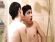 Gay Stepbrother Joins Teen In The Shower And Fucks Him
