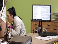 Loan4K.  Brunette With Tattooed Boobs Becomes A Whore At The Loan Office