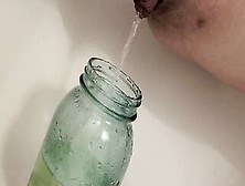 Cunt With Mouth Pees Inside A Mason Jar & Almost Fills It Up!