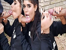Sloppy Blowjob From A Beautiful Brunette In The Park