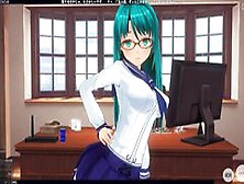 3D Hentai Schoolgirl With Glasses Fucked The Director And Got A High Score