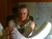 Shy Shemale Anna Does Footjob For The First Time And Shows Her Cock