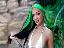 Green-Haired Ebony Teen Sucks And Bangs A Bbc