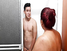 I Go Into The Shower With My Stepson And Suck His Cock