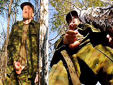 Russian Soldier In The Forest Jerking Off A Military Dick